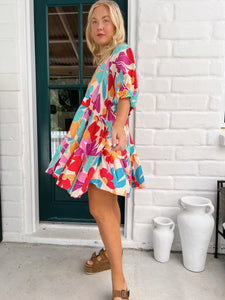 Ohana Print Petal Mini Dress